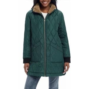 Weatherproof Women's Quilted Puffer Jacket, Green XL. NEW